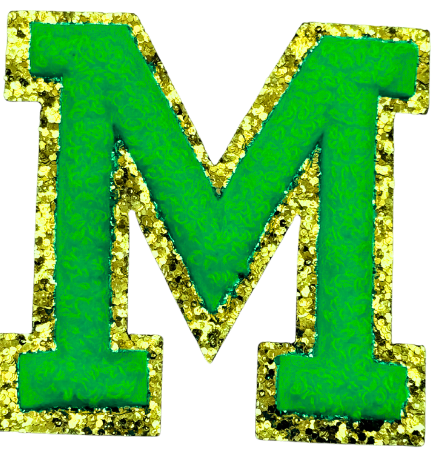 M Chenille Letter Iron On Patch Gold (Medium)