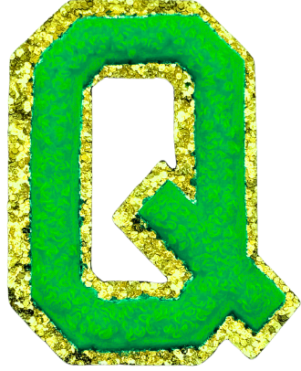 Q Chenille Letter Iron On Patch Gold (Medium)
