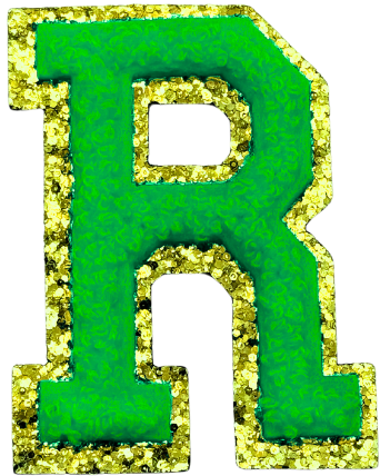 R Chenille Letter Iron On Patch Gold (Medium)