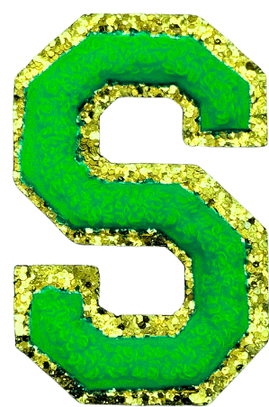 S Chenille Letter Iron On Patch Gold (Medium)