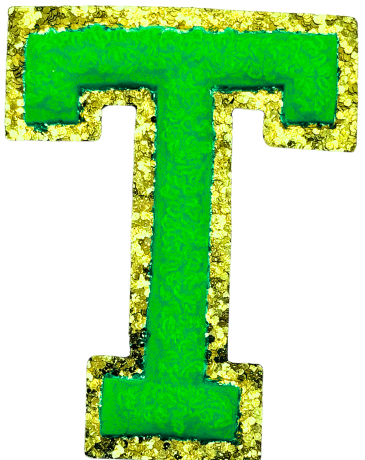 T Chenille Letter Iron On Patch Gold (Medium)