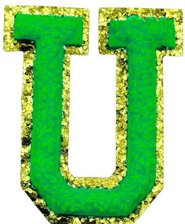 U Chenille Letter Iron On Patch Gold (Medium)