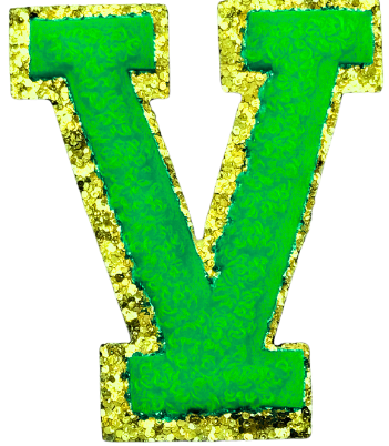 V Chenille Letter Iron On Patch Gold (Medium)