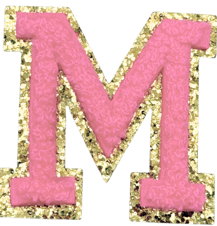M Chenille Letter Iron On Patch Gold (Medium)