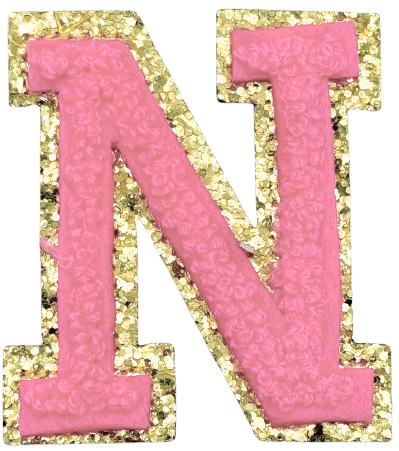 N Chenille Letter Iron On Patch Gold (Medium)