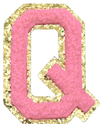 Q Chenille Letter Iron On Patch Gold (Medium)