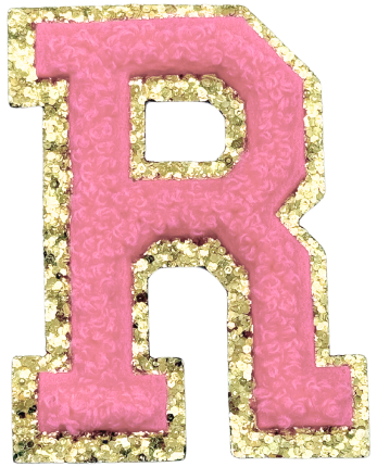 R Chenille Letter Iron On Patch Gold (Medium)