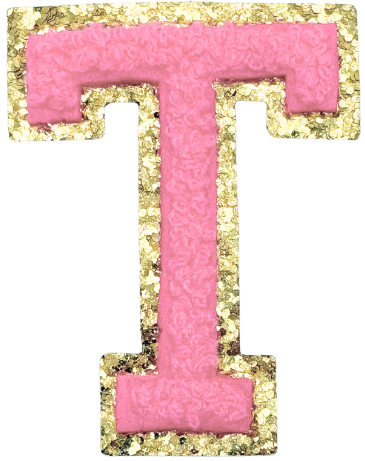 T Chenille Letter Iron On Patch Gold (Medium)