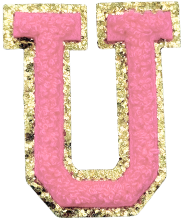 U Chenille Letter Iron On Patch Gold (Medium)