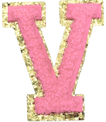 V Chenille Letter Iron On Patch Gold (Medium)