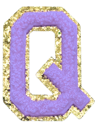 Q Chenille Letter Iron On Patch Gold (Medium)