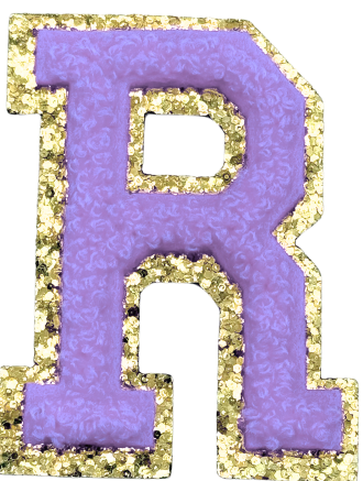 R Chenille Letter Iron On Patch Gold (Medium)