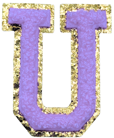U Chenille Letter Iron On Patch Gold (Medium)
