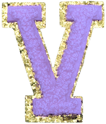 V Chenille Letter Iron On Patch Gold (Medium)