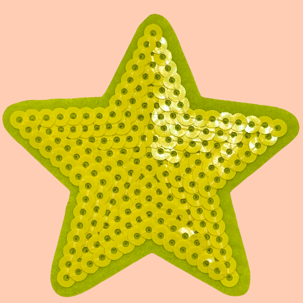 Neon Yellow Sequin Star Medium