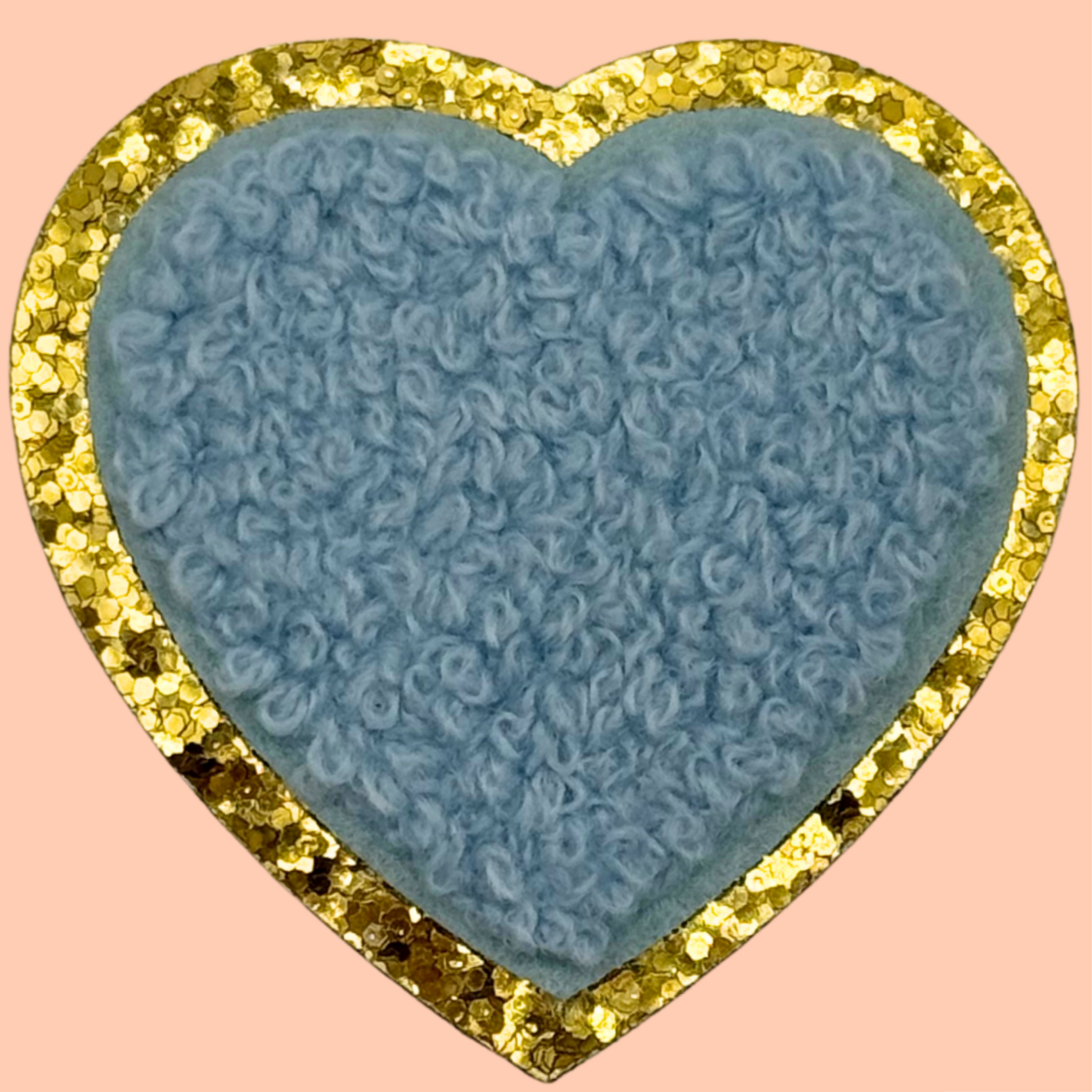 Sky Blue Heart Trimmed in Gold Chennile