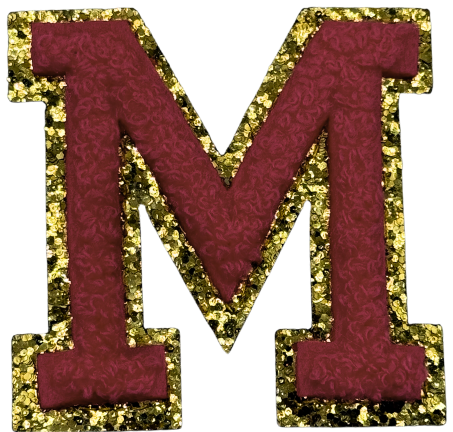 M Chenille Letter Iron On Patch Gold (Medium)