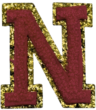 N Chenille Letter Iron On Patch Gold (Medium)