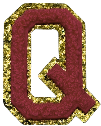 Q Chenille Letter Iron On Patch Gold (Medium)