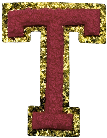 T Chenille Letter Iron On Patch Gold (Medium)