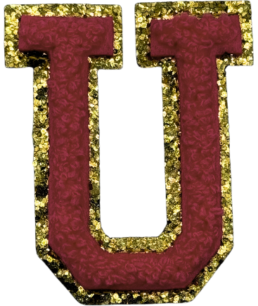 U Chenille Letter Iron On Patch Gold (Medium)