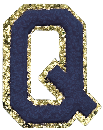 Q Chenille Letter Iron On Patch Gold (Medium)