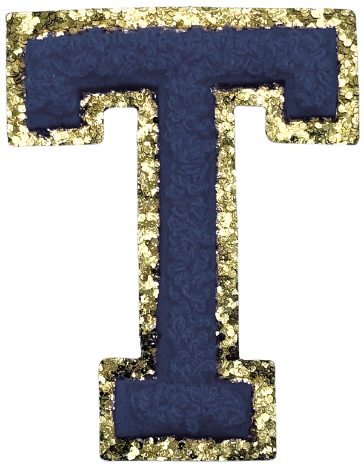 T Chenille Letter Iron On Patch Gold (Medium)