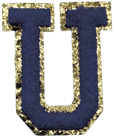 U Chenille Letter Iron On Patch Gold (Medium)