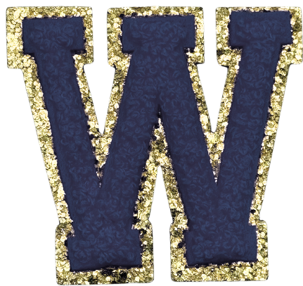 W Chenille Letter Iron On Patch Gold (Medium)