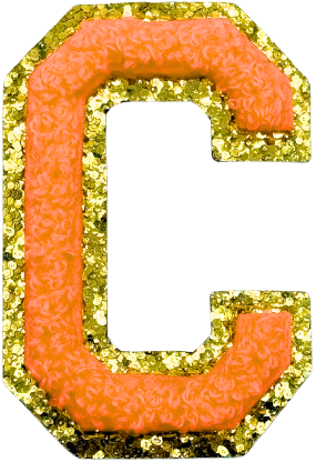 C Chenille Letter Iron On Patch Gold (Medium)
