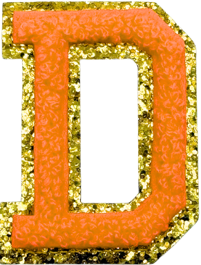 D Chenille Letter Iron On Patch Gold (Medium)