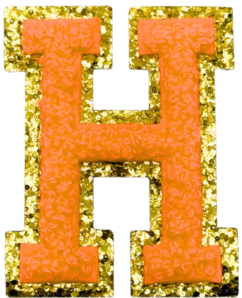 H Chenille Letter Iron On Patch Gold (Medium)