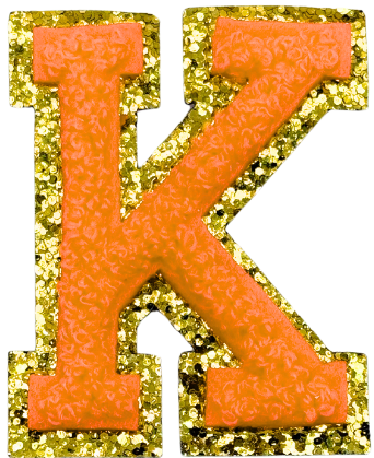 K Chenille Letter Iron On Patch Gold (Medium)
