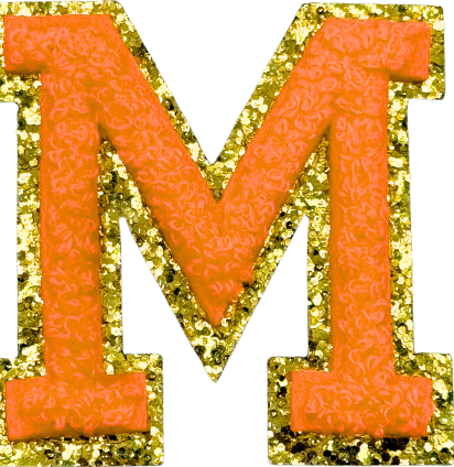 M Chenille Letter Iron On Patch Gold (Medium)
