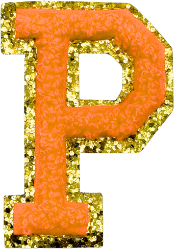 P Chenille Letter Iron On Patch Gold (Medium)