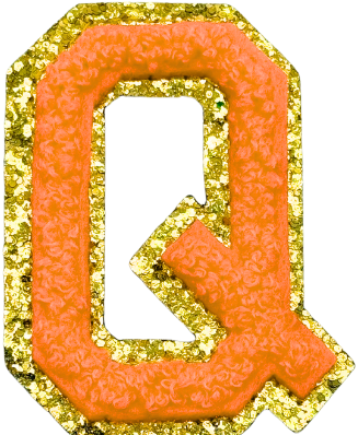 Q Chenille Letter Iron On Patch Gold (Medium)