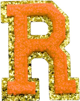 R Chenille Letter Iron On Patch Gold (Medium)