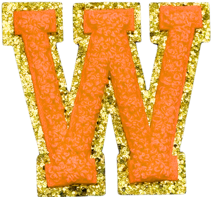 W Chenille Letter Iron On Patch Gold (Medium)