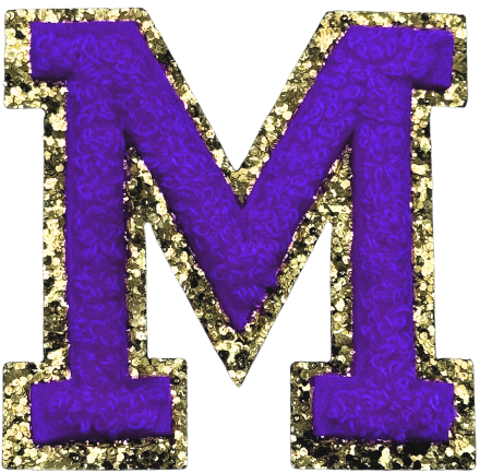 M Chenille Letter Iron On Patch Gold (Medium)