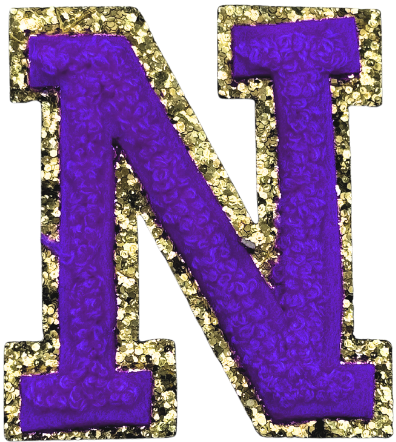 N Chenille Letter Iron On Patch Gold (Medium)
