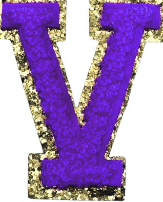 V Chenille Letter Iron On Patch Gold (Medium)