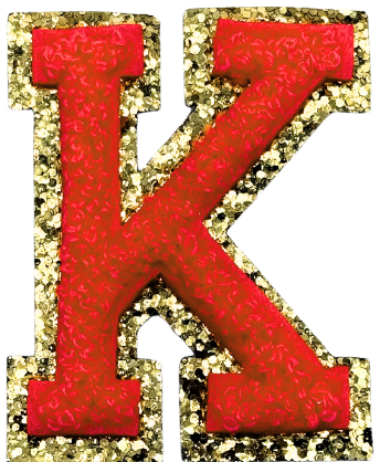 K Chenille Letter Iron On Patch Gold (Medium)