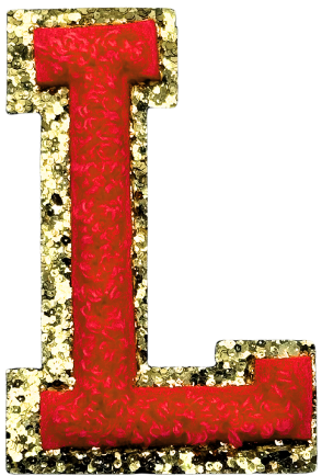 L Chenille Letter Iron On Patch Gold (Medium)