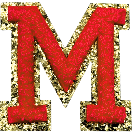 M Chenille Letter Iron On Patch Gold (Medium)