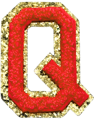 Q Chenille Letter Iron On Patch Gold (Medium)