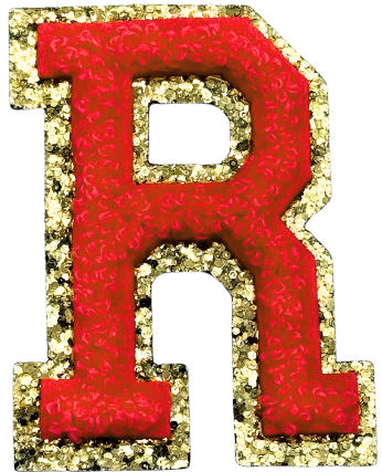 R Chenille Letter Iron On Patch Gold (Medium)