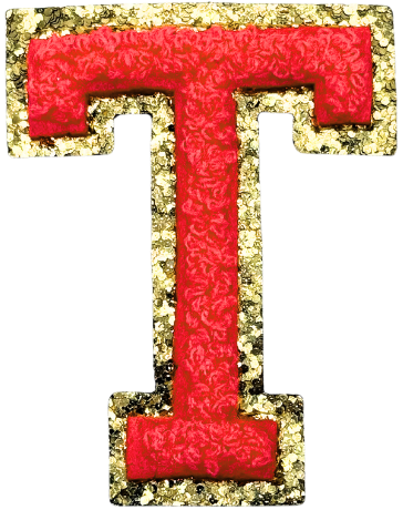 T Chenille Letter Iron On Patch Gold (Medium)