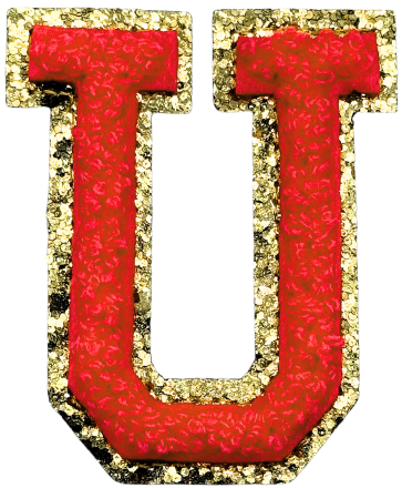 U Chenille Letter Iron On Patch Gold (Medium)