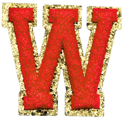 W Chenille Letter Iron On Patch Gold (Medium)