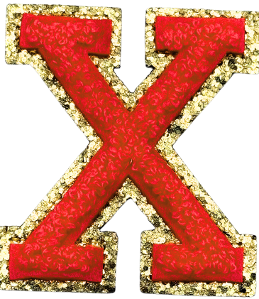 X Chenille Letter Iron On Patch Gold (Medium)